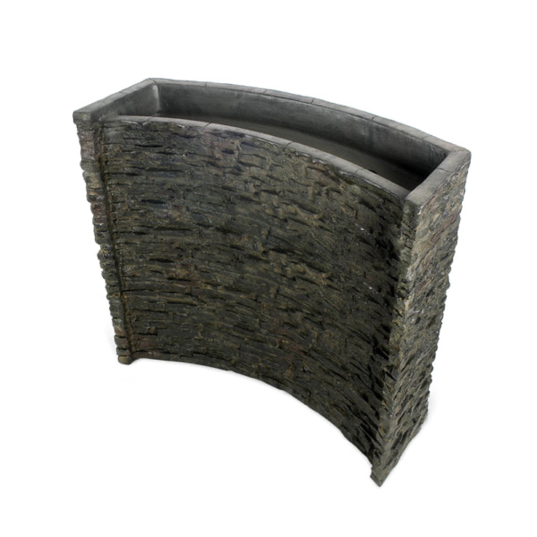 Stacked stone spillway wall feature, studio view